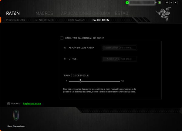 Razer Diamondback Synapse Calibración Razer Diamondback Synapse Calibración