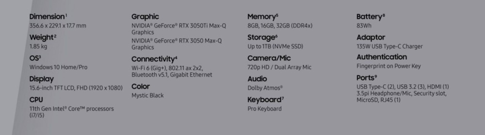 Samsung Galaxy Book Odyssey NVIDIA GeForce RTX 3050 RTX 3050 Ti